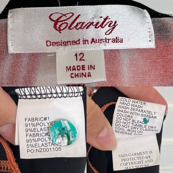 Clarity Sleeveless Top, asymmetrical hem, colorful, art to wear, size 12(L?) - Picture 8 of 8